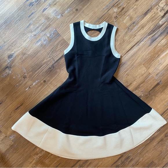 Kate Spade Quincy Brighton Black and Cream Dress XL Cashmere Silk Fit And Flare - Picture 14 of 16